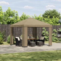 Gazebo 3 x 3 m Bež Poliester i čelik 190 gsm