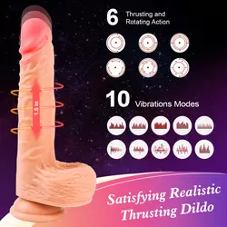 Paloqueth Thrusting Rotating Dildo 10 Vibration 6 Thrusting & Rotating Modes with Remote