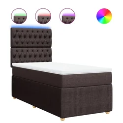 Vidaxl Box spring postelja z vzmetnico temno rjava 100x200 cm blago