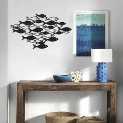 Wallity Zidna dekoracija Fish Swarm-APT392MS, 41x70 cm, 1.5 mm, Crna