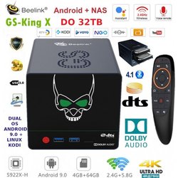 Beelink GS-KingxAndroid Box NAS 2XSATA 3.5 TV Box Android 9 multimedijski predvajalnik UHD 4K, 6 jedrni S922X-H, 4/64GB glasovno upravljanje