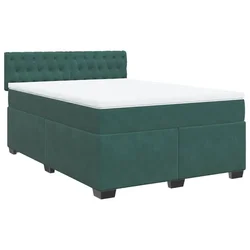 Vidaxl Box spring postelja z vzmetnico temno zelen 140x190 cm žamet