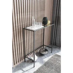 Hanah Home komoda Lisa, 80 cm, crna / providno staklo