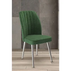 Hanah Home set trpezarijskih stolica Platinum 8 kom, kaki zelena tkanina Jerry, hromirane metalne noge