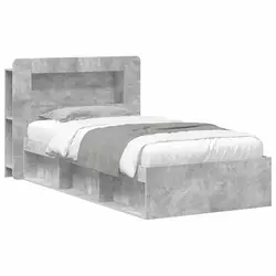 Okvir kreveta s pohranom s uzglavljem Betonska siva 80 x 200 cm