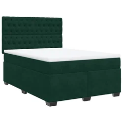 Vidaxl Box spring postelja z vzmetnico temno zelen 140x190 cm žamet