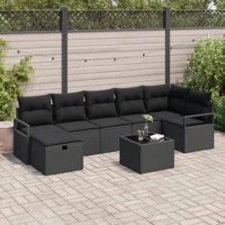 Set sofe s jastukom s pohranom 8 pcs Crna poliratan