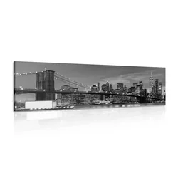 Slika očarljiv Brooklynski most v črnobeli izvedbi - 150x50