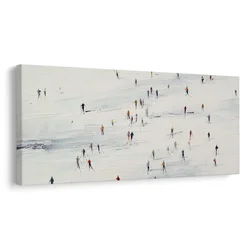 Slika smučarji v zimski pokrajini - 120x60