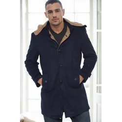 PLT9399 DEWBERRY SUEDE MENS COAT-NAVY BLUE
