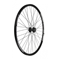Kotač prednji disc, 27.5”, mtb, alu, crni, dupli obruč, 6 rupa