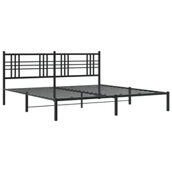 Vidaxl Kovinski posteljni okvir z vzglavjem črn 193x203 cm