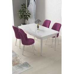 Hanah Home Set Trpezarijski sto i 4 stolice Nil, Ljubičasto-beli