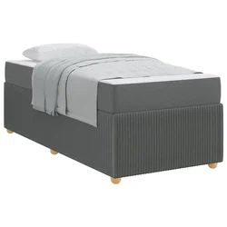 Vidaxl Konstrukcija postelje z vzmetnico Temno siva 90 x 200 cm blago