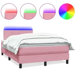 Vidaxl Box spring postelja z vzmetnico LED Pink 120x220 cm Velvet