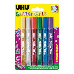 Lepak glitter glue 10ml pk6 UHU