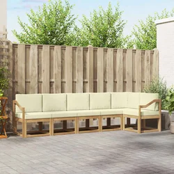 Set vanjskih sofa s jastukom 6 pcs Bijela i krem Poliester