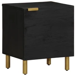 Vidaxl Nočna omarica črna 40x33x46 cm trden mangov les