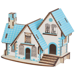 Woodcraft Lesena 3D sestavljanka Modra hiša