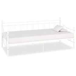Vidaxl Posteljni okvir za dnevno posteljo bel kovinski 90x200 cm