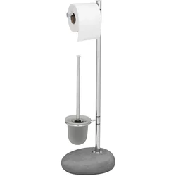 WENKO 19494100 - WC četka PEBBLE STONE 23,5x70 cm sjaj. hrom/siva/saten