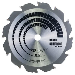 Bosch List kružne testere Construct Wood 184 x 16 x 2,6 mm; 12 2608641200, 184 x 16 x 2,6 mm; 11