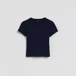 Reserved - Slim fit majica kratkih rukava s mešavinom modalnih vlakana