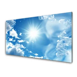 tulup.si Slika na steklu Blue sky sun oblaki 125x50 cm 4 obešalnika