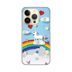 Silikonska maska za iPhone 14 Pro 6.1 Unicorn Print svetlo plava