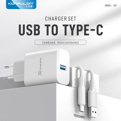 Kućni punjač KONFULON Joko C87 3A sa kablom USB na Type-C beli 1m