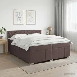 Vidaxl Postelja boxspring z vzmetnico Temno rjava 200 x 200 cm Blago