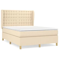Vidaxl Box spring postelja z vzmetnico krem 140x200 cm blago