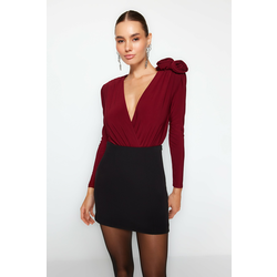 Trendyol Claret Red Double Breasted Collar Accessorized Body