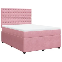 Vidaxl Box spring postelja z vzmetnico roza 140x200 cm žamet