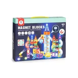 Magnetni svetleći set blokova sa stazom za kuglice, 134 dela