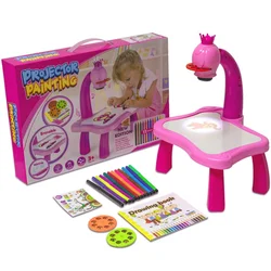 Magični stočić za crtanje sa projektorom + 12 vodenih bojica/ roze