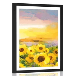 Plakat s paspartujem polje sončnic - 40x60 no frame