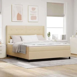 LED Box Spring Krevet s uzglavljem Krema 180 x 200 cm tkanina