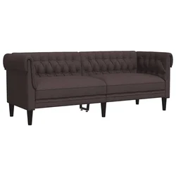 Vidaxl Kavč trosed Chesterfield temno rjava tkanina