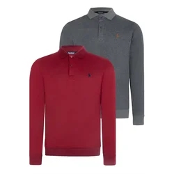 DOUBLE SET V4007 DEWBERRY MENS SWEATSHIRT-BURGUNDY-ANTHRACITE