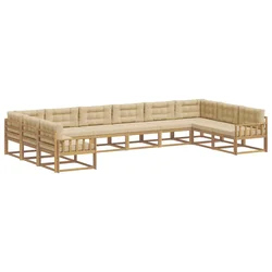 Set vanjskih sofa s jastukom 10 pcs Bijela i bež