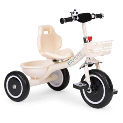 ECOTOYS Tricikl sa neklizajućim rukohvatima, zvoncem i korpom, Bež