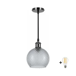 BRILAGI -LED Luster na sajli RETRO GLASS 1xE27/60W/230V pr. 18 cm crna/zadimljeno siva