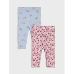 Sinsay - Pamučne helanke sa cvetnim motivom i mašnama 2 pack - pastelno roze