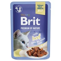 Brit Vlažna hrana za mačke Premium, Fileti govedine u želeu, 85 g