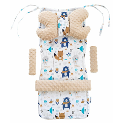 Medi Partners Stroller insert in a 4-piece set - Boho animals + beige minky