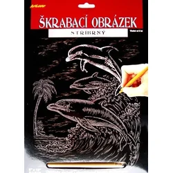 Artlover Srebrna slika s praskami Delfini 20x25cm
