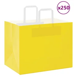 Papirnate vrećice 250 kom s ručkama žute 32x22x24 cm