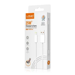 Kabel LDNIO LS891 25W Fast USB na iPhone Lightning beli 1m