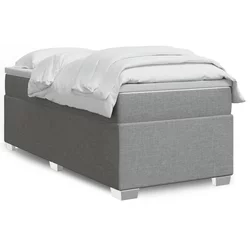 VIDAXL Box spring postelja z vzmetnico svetlo siv 100x200 cm blago